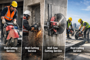 Professional concrete cutting services in Dubai including slab cutting, wall cutting, wall saw cutting and roof cutting