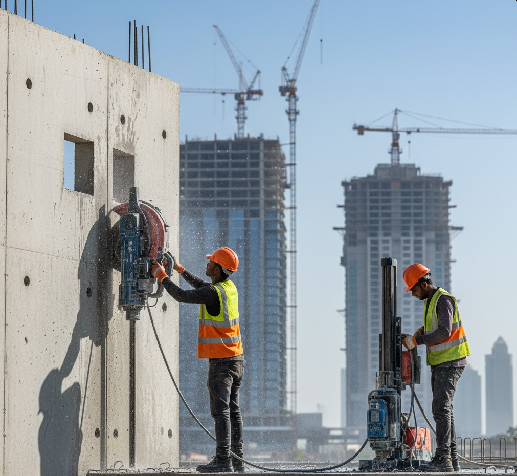 Diamond concrete cutting and professional core drilling services in Dubai and UAE for commercial projects
